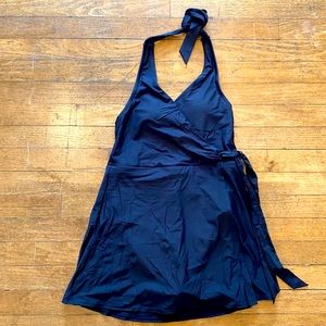 Halter wrap swim dress